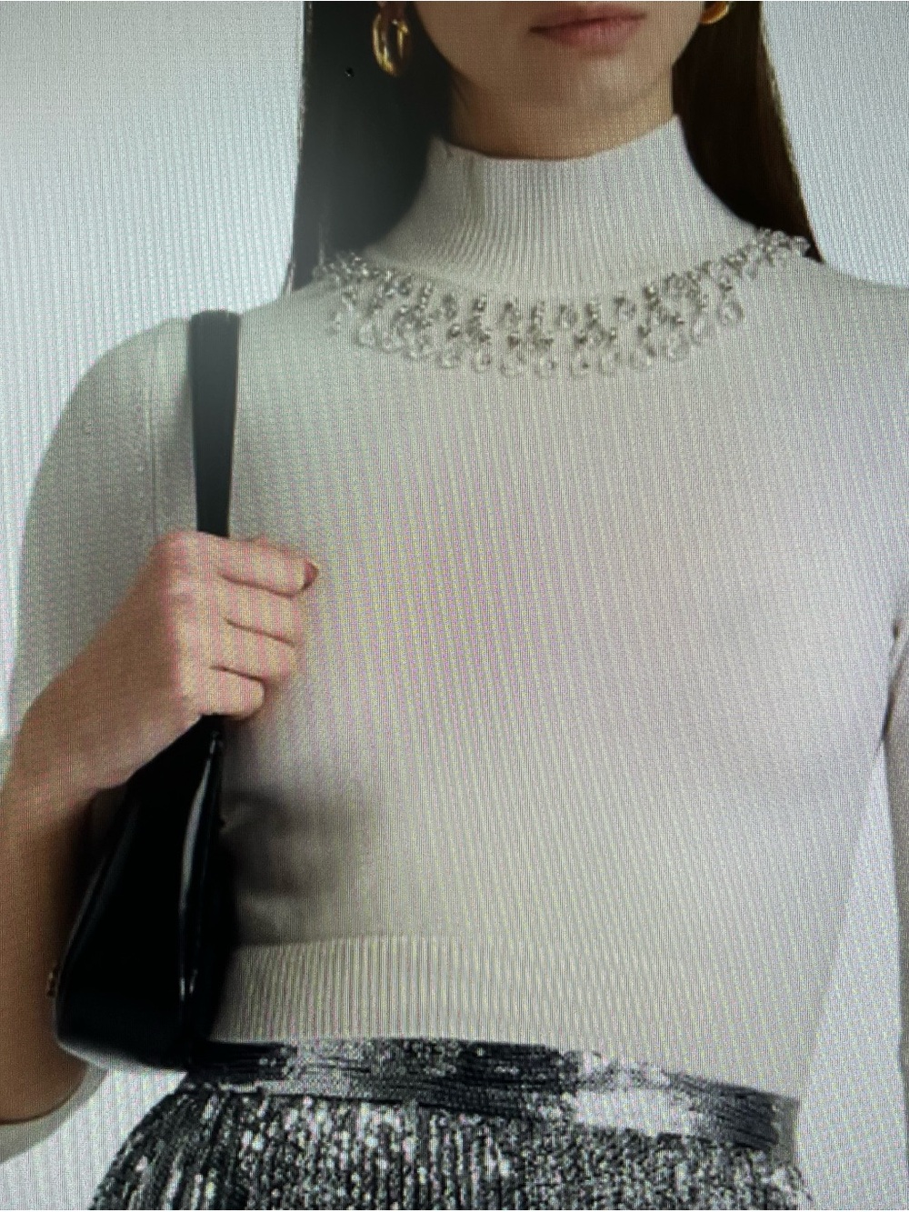 Zimmermann Cream Sweater with Crystal Bead Trim